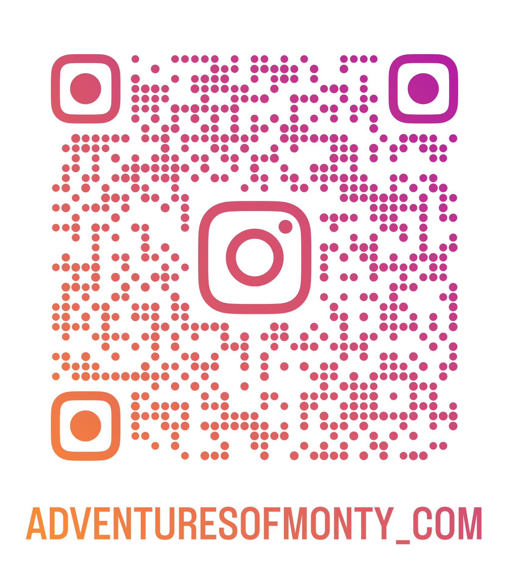 Scan to follow @adventuresofmonty_com on Instagram